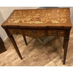 Dutch Marquetry Foldover Tea Table